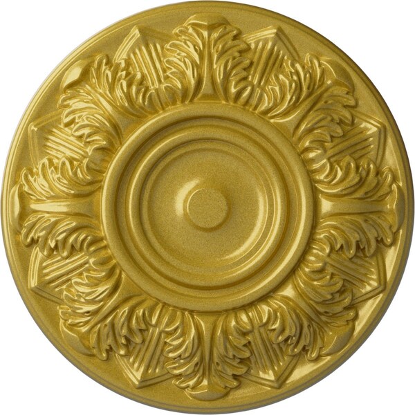 Ekena Millwork Whitman Ceiling Medallion (For Canopies up to 3 3/4"), Hand-Painted Rich Gold, 13"OD x 1 3/8"P CM13WHRGS - main